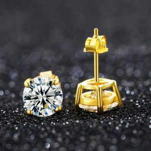 4.0ct VVS Moissanite Diamond Earrings 18k Gold Plated Solid 925 Sterling Silver
